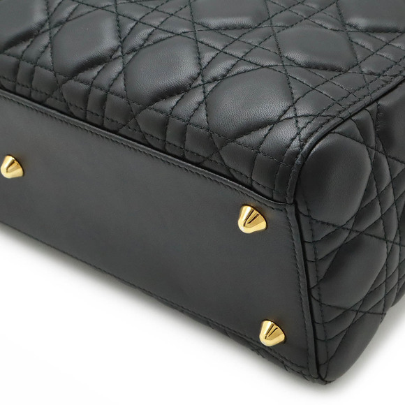 Christian Dior Lady Dior Cannage Shoulder Bag Tote Black Leather - Picture 3 of 10